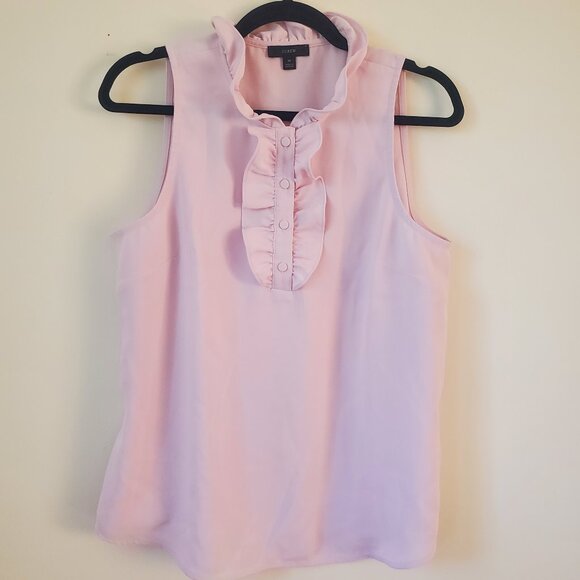 J Crew Women's light pink sleeveless top ruffle details SIZE - M - Picture 1 of 13